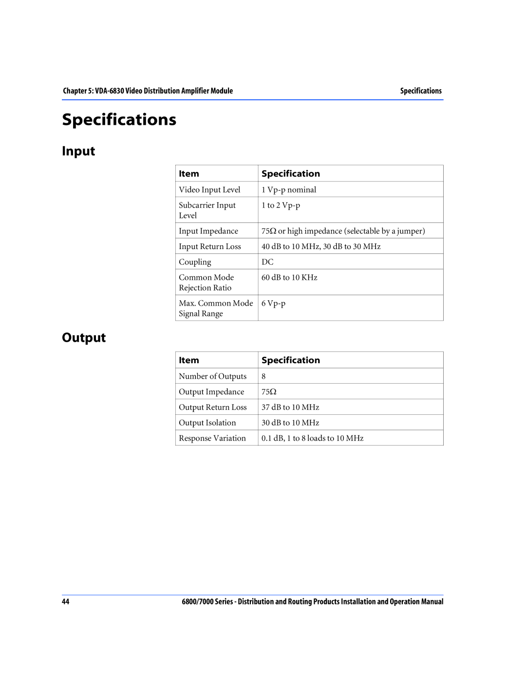 Nokia 7000 Series, 6800 Series operation manual Specifications, Input 