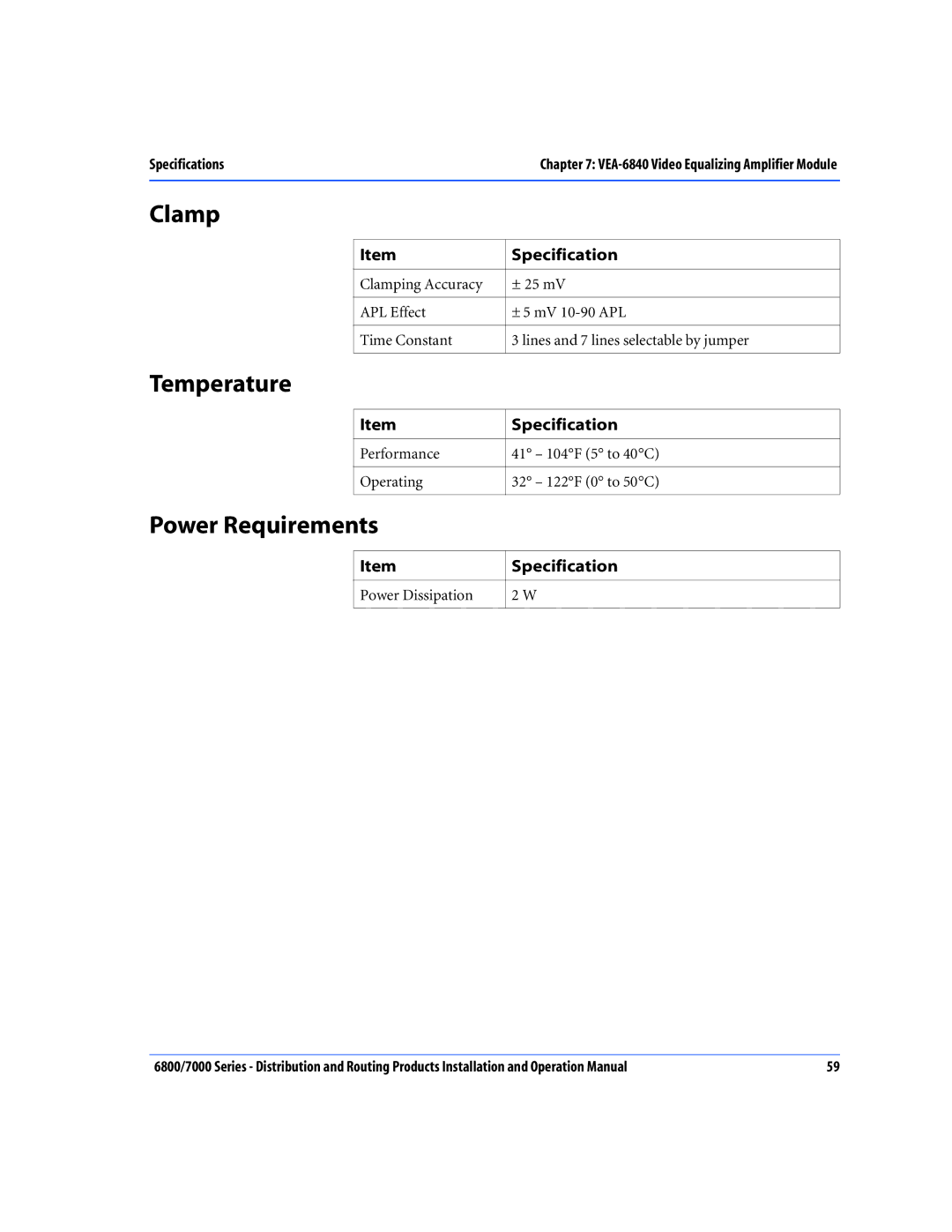 Nokia 6800 Series, 7000 Series operation manual Clamp, Power Requirements 