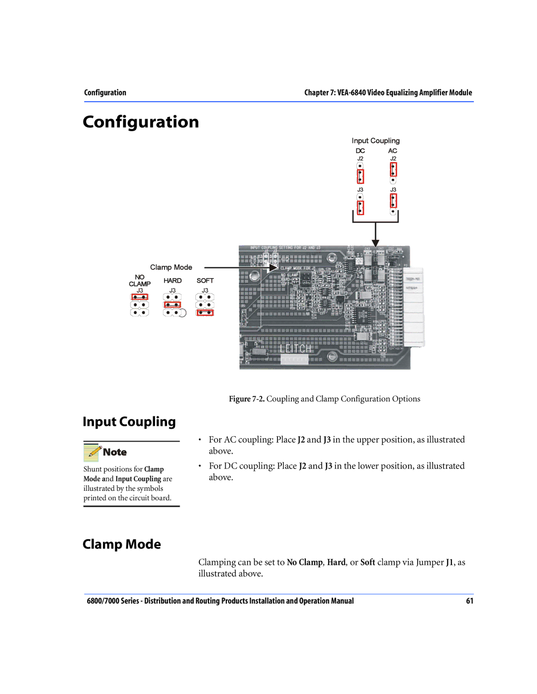 Nokia 6800 Series, 7000 Series operation manual Configuration, Input Coupling, Clamp Mode 