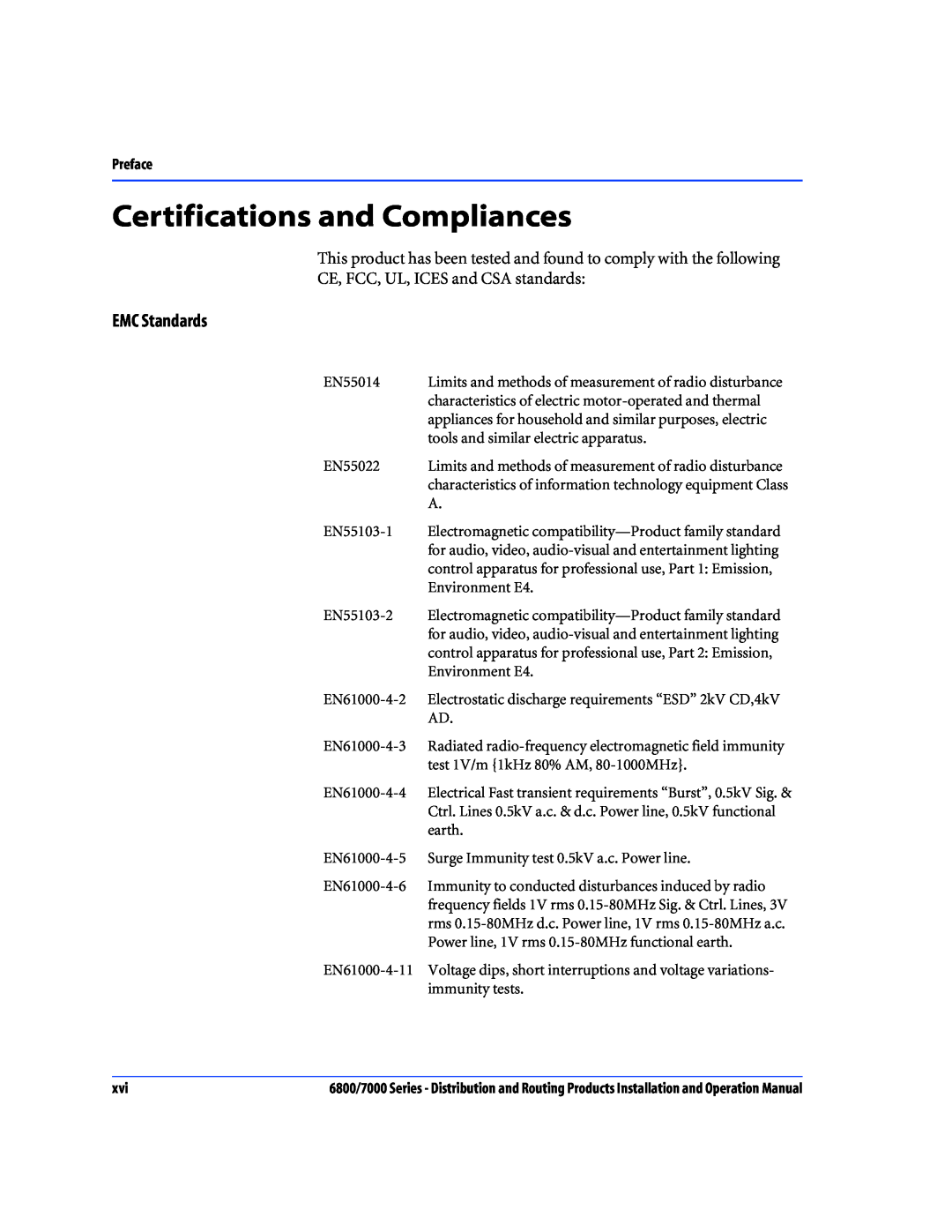 Nokia 7000 Series, 6800 Series operation manual Certifications and Compliances, EMC Standards 
