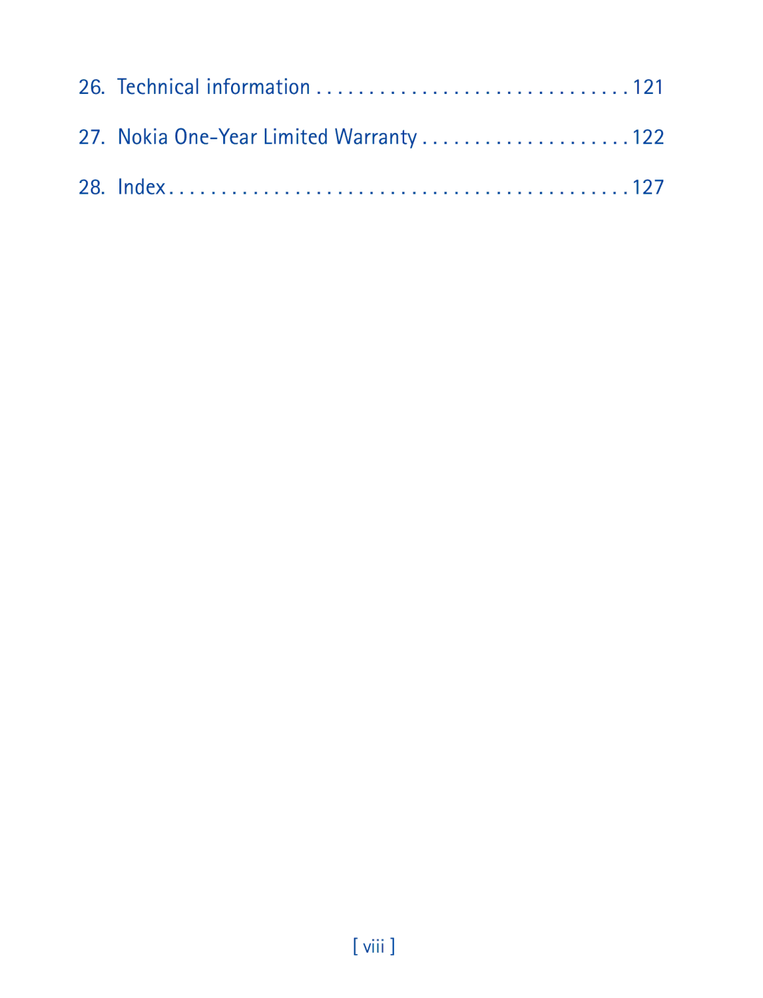 Nokia 7160 manual Index Viii 