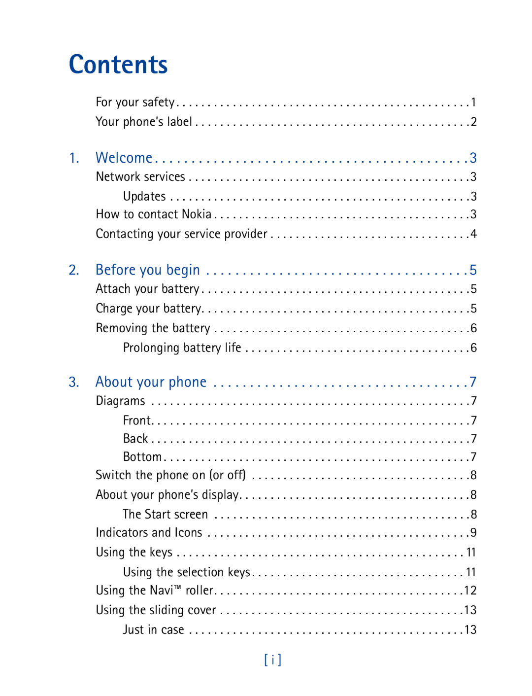 Nokia 7160 manual Contents 