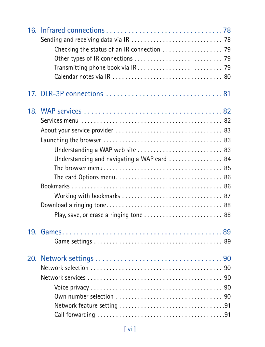 Nokia 7160 manual WAP services, Games, Game settings 