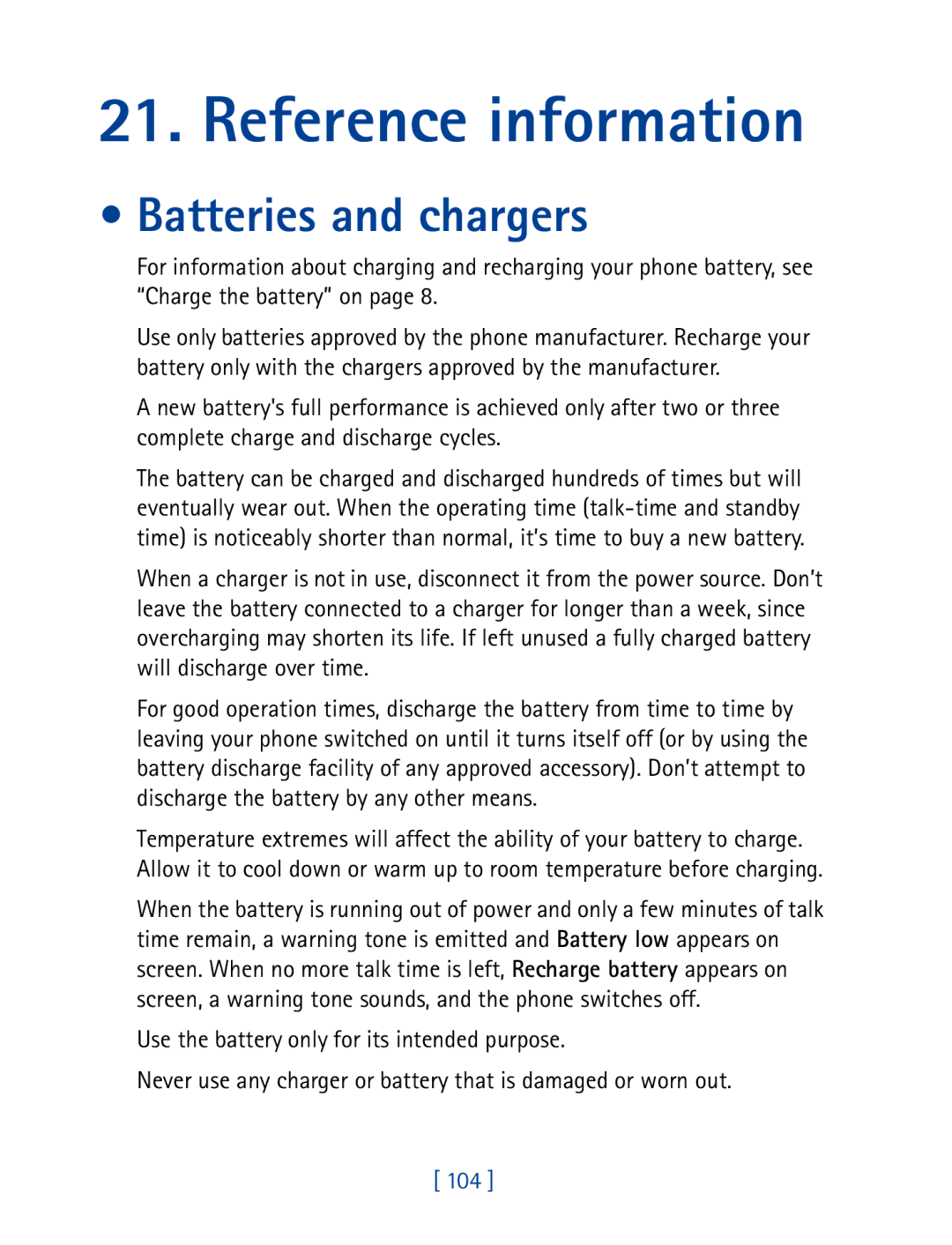 Nokia 7190 manual Reference information, Batteries and chargers 