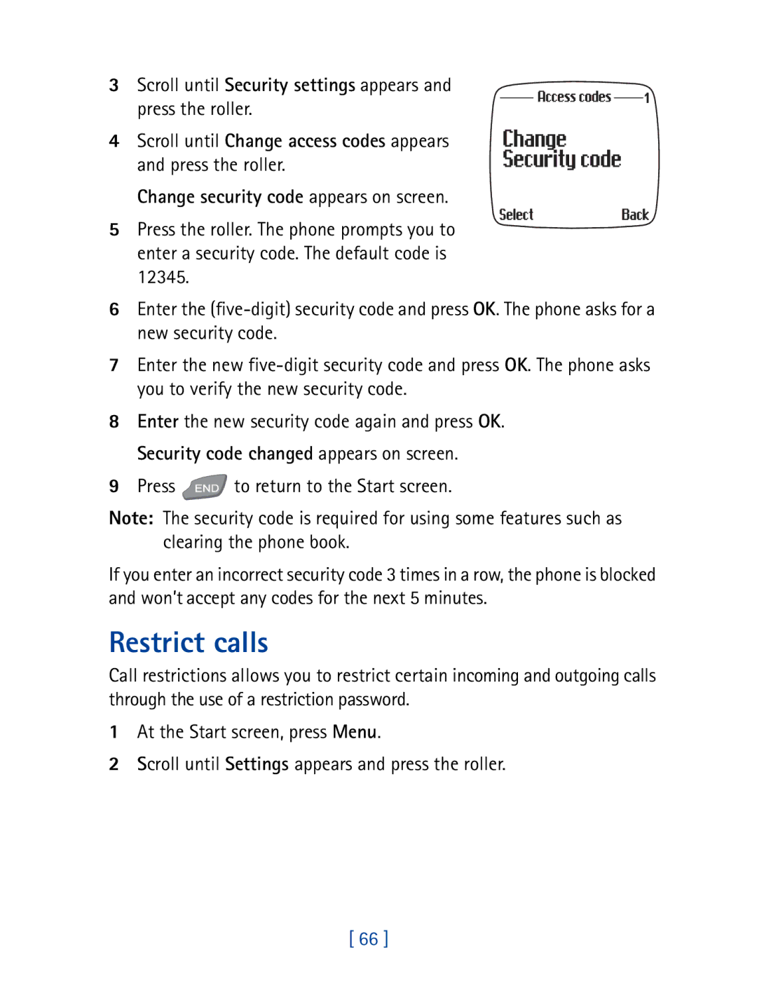 Nokia 7190 manual Restrict calls, Press to return to the Start screen 