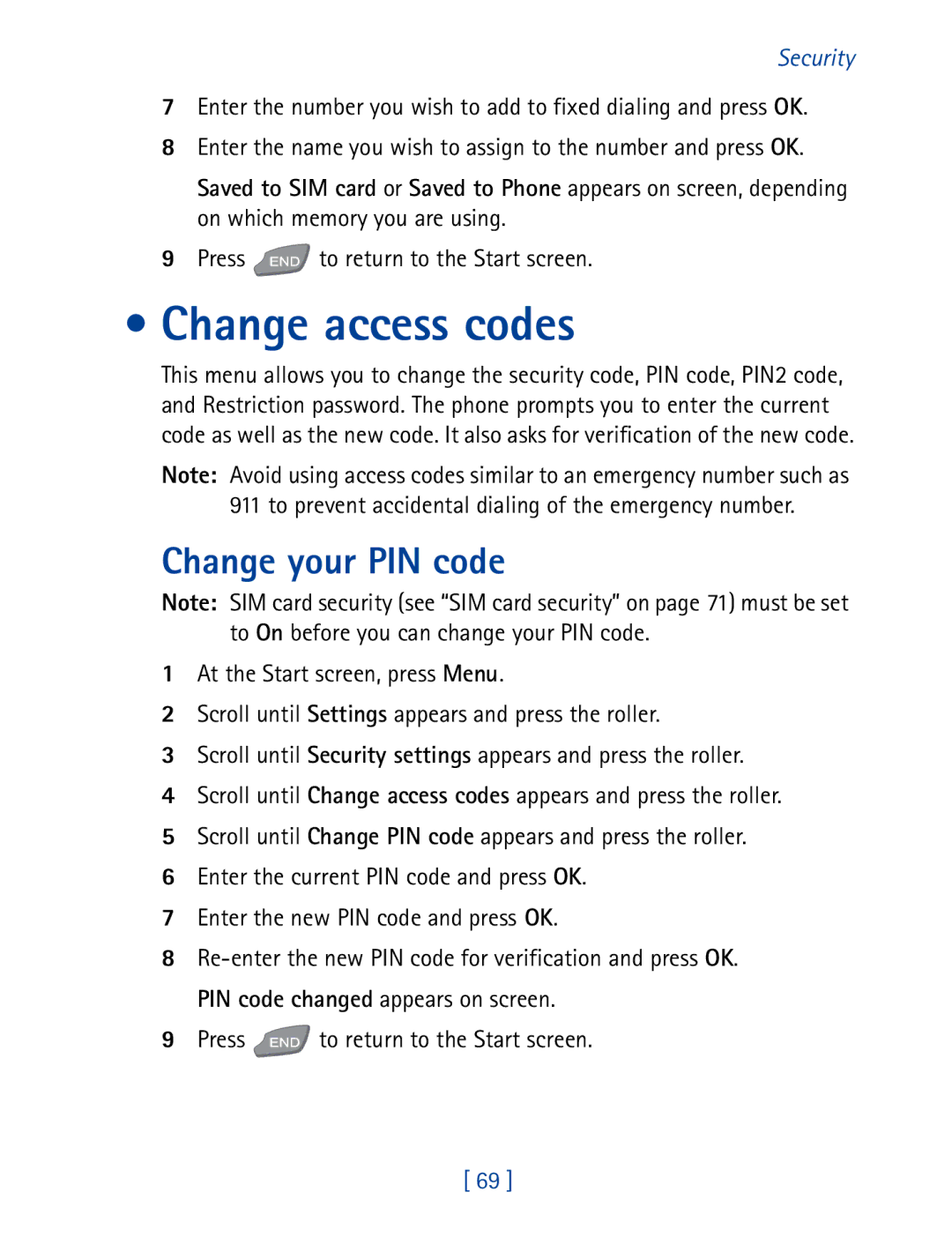 Nokia 7190 manual Change access codes, Change your PIN code 