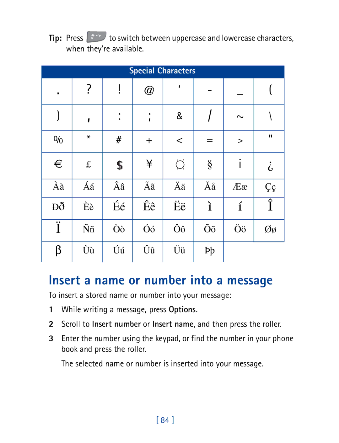 Nokia 7190 manual Insert a name or number into a message 