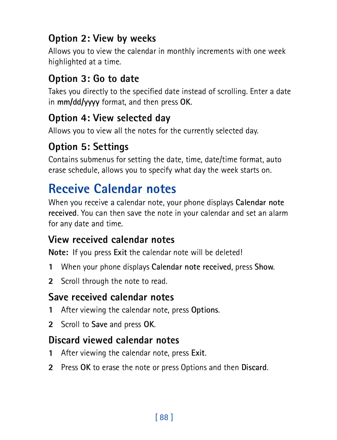 Nokia 7190 manual Receive Calendar notes 