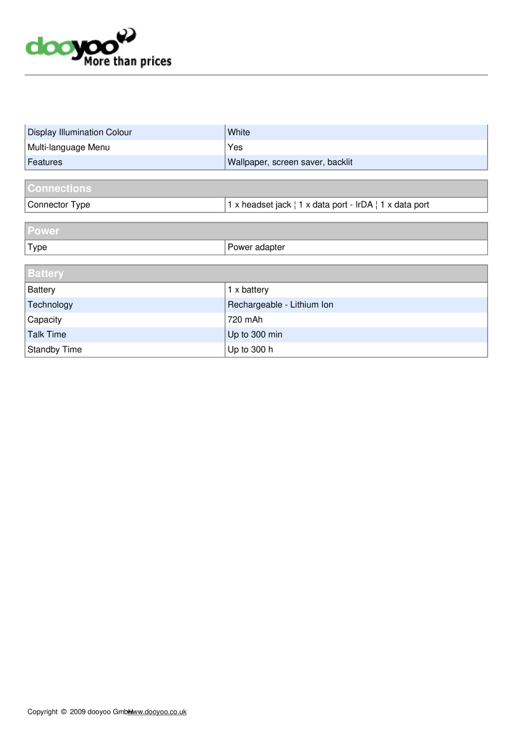 Nokia 7210 manual Connections, Power, Battery 