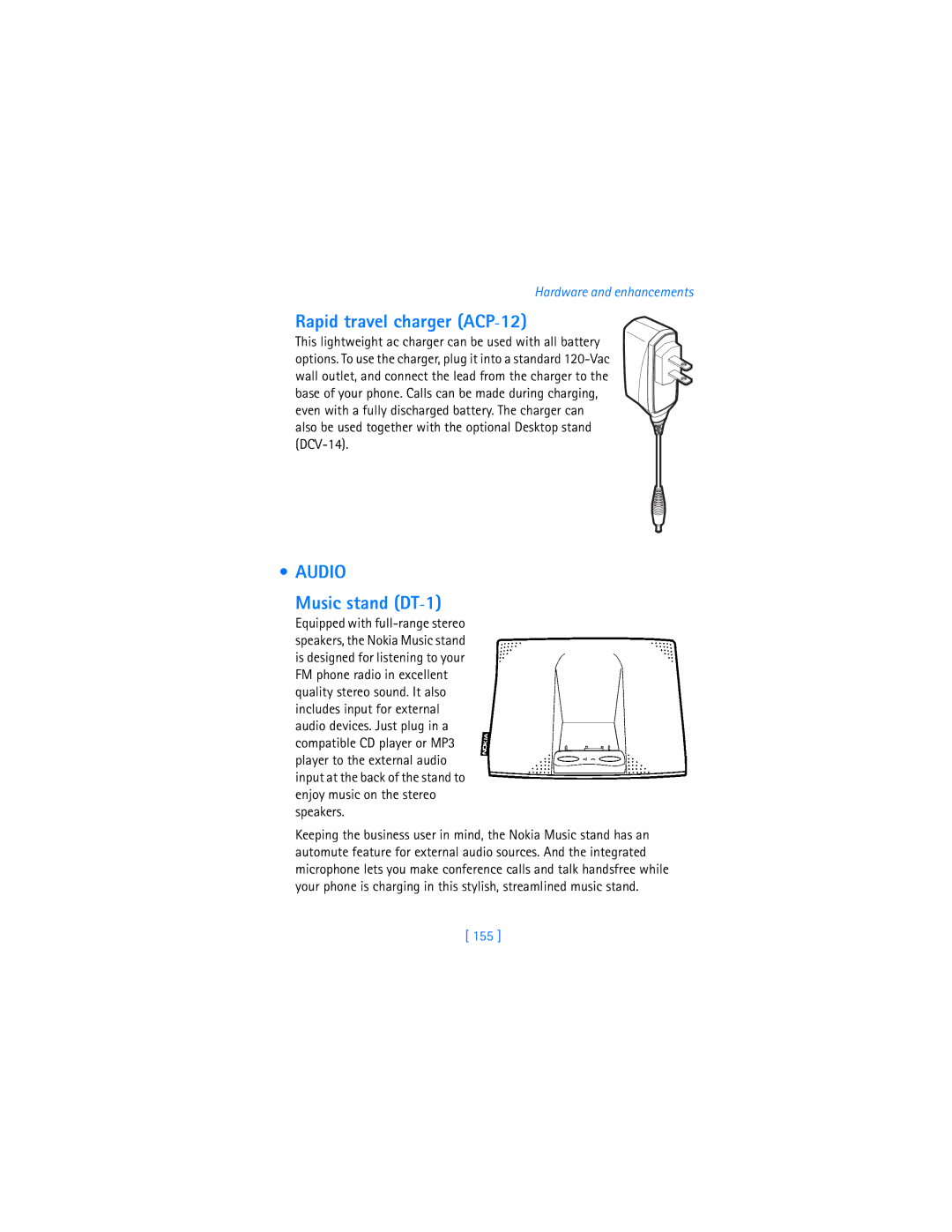 Nokia 7250i warranty Rapid travel charger ACP-12, Audio, Music stand DT-1, 155 