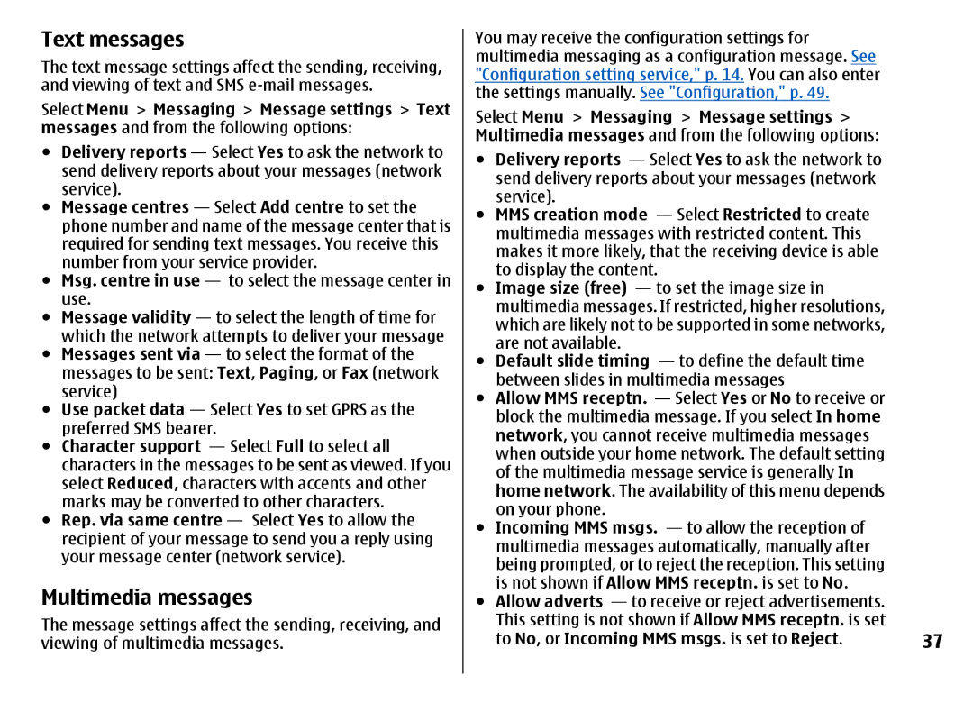 Nokia 7500 Prism manual Text messages, Multimedia messages 