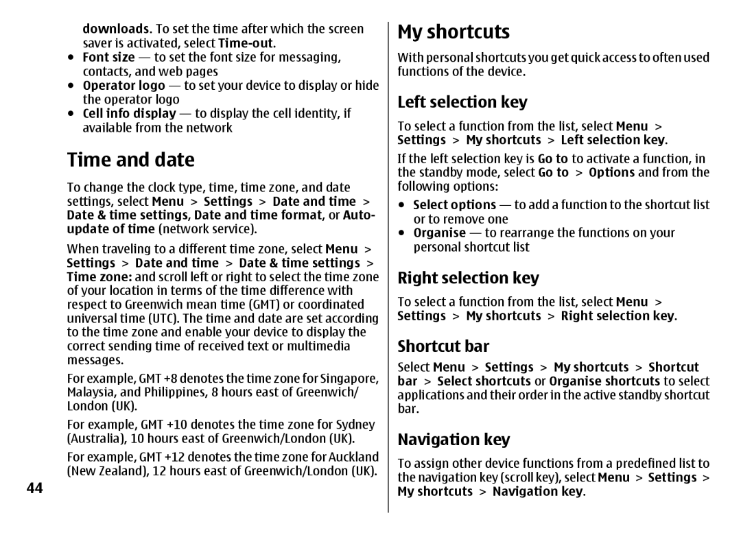 Nokia 7500 Prism manual Time and date, My shortcuts 