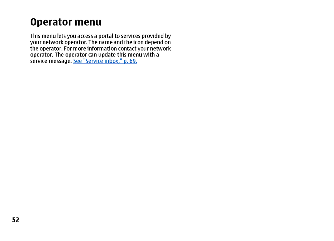 Nokia 7500 Prism manual Operator menu 