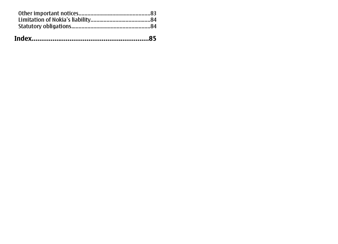 Nokia 7500 Prism manual Index 