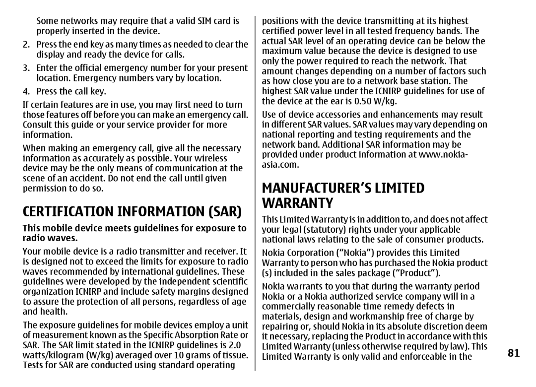 Nokia 7500 Prism manual MANUFACTURER’S Limited Warranty 