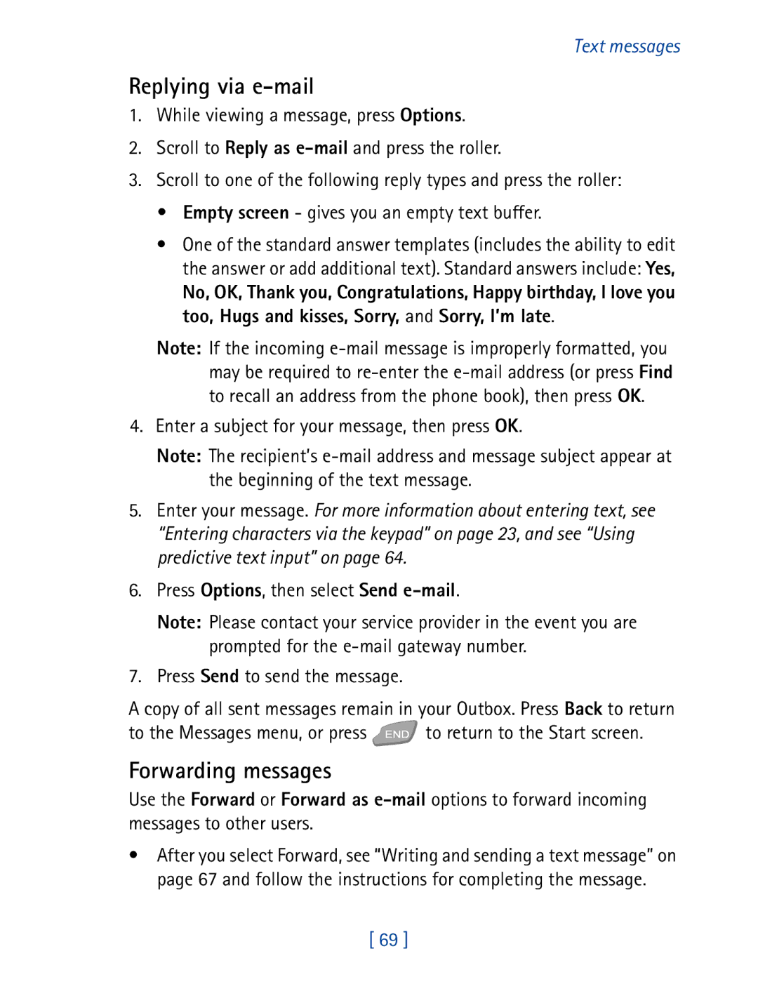 Nokia 7610 manual Replying via e-mail, Forwarding messages 