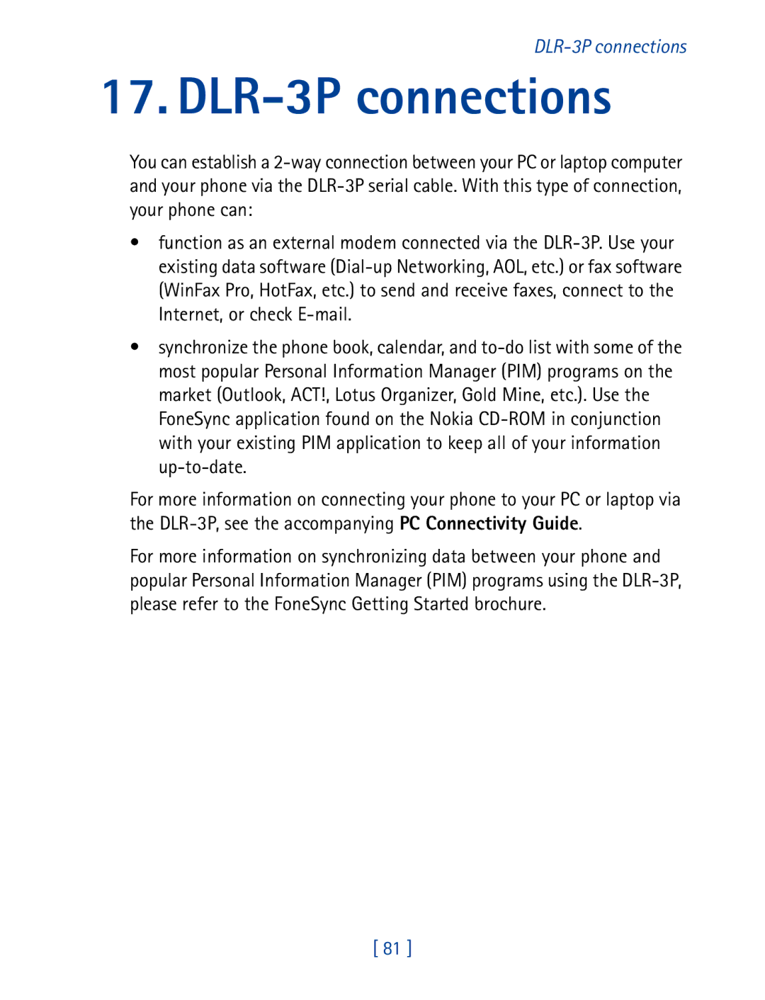 Nokia 7610 manual DLR-3P connections 