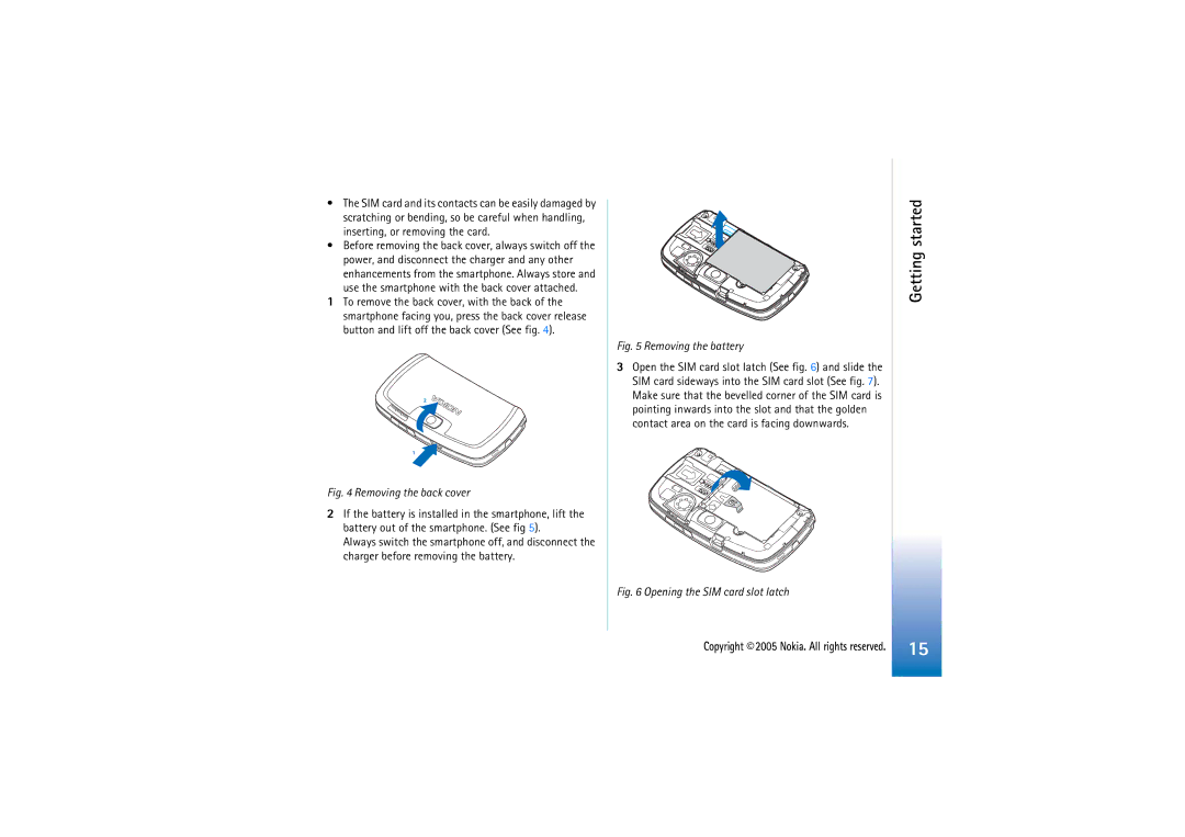 Nokia 7710 manual Use the smartphone with the back cover attached, Removing the back cover 