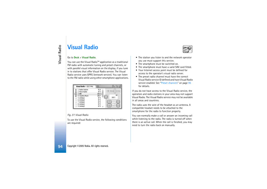 Nokia 7710 manual Go to Desk Visual Radio 