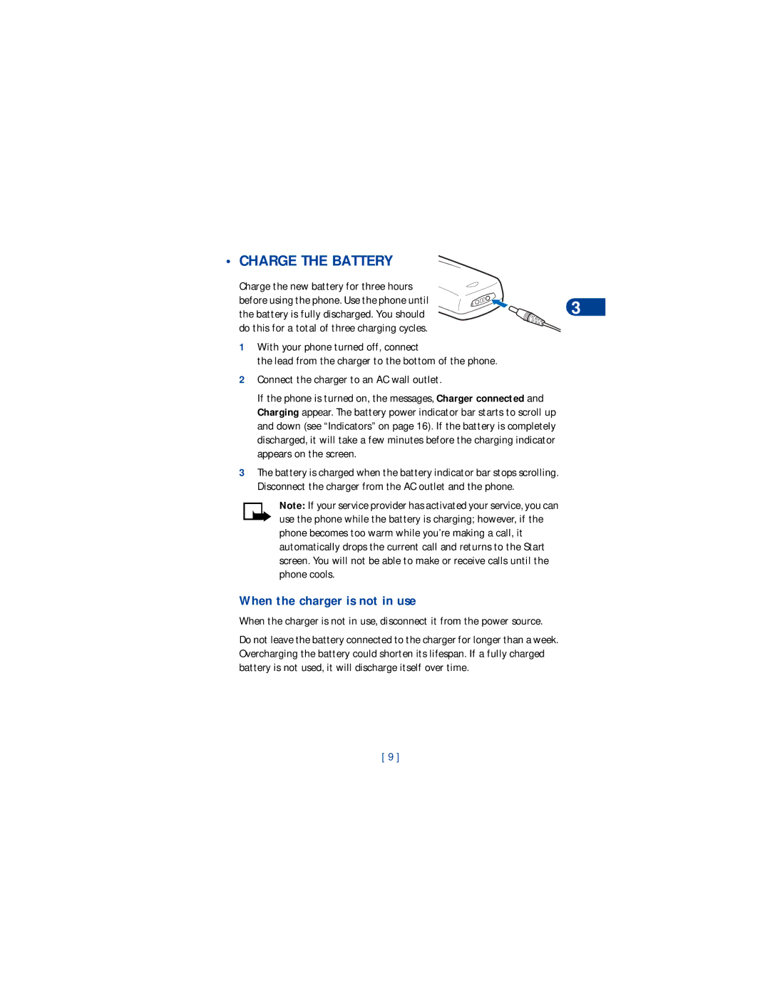 Nokia 8265 warranty Charge the Battery, When the charger is not in use 