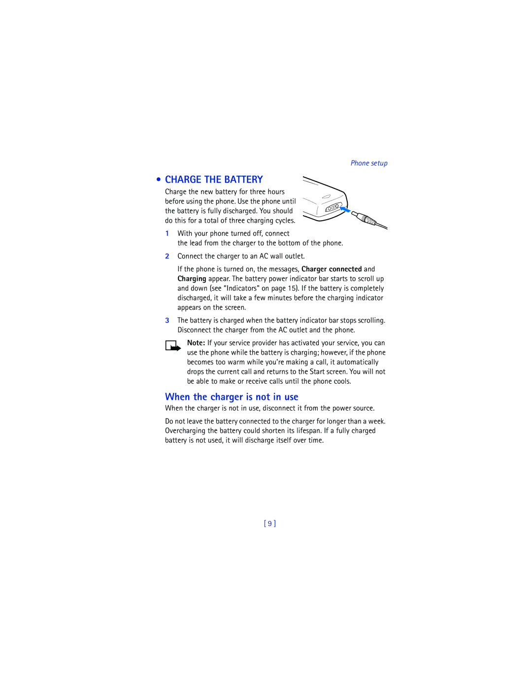 Nokia 8265i warranty Charge the Battery, When the charger is not in use 