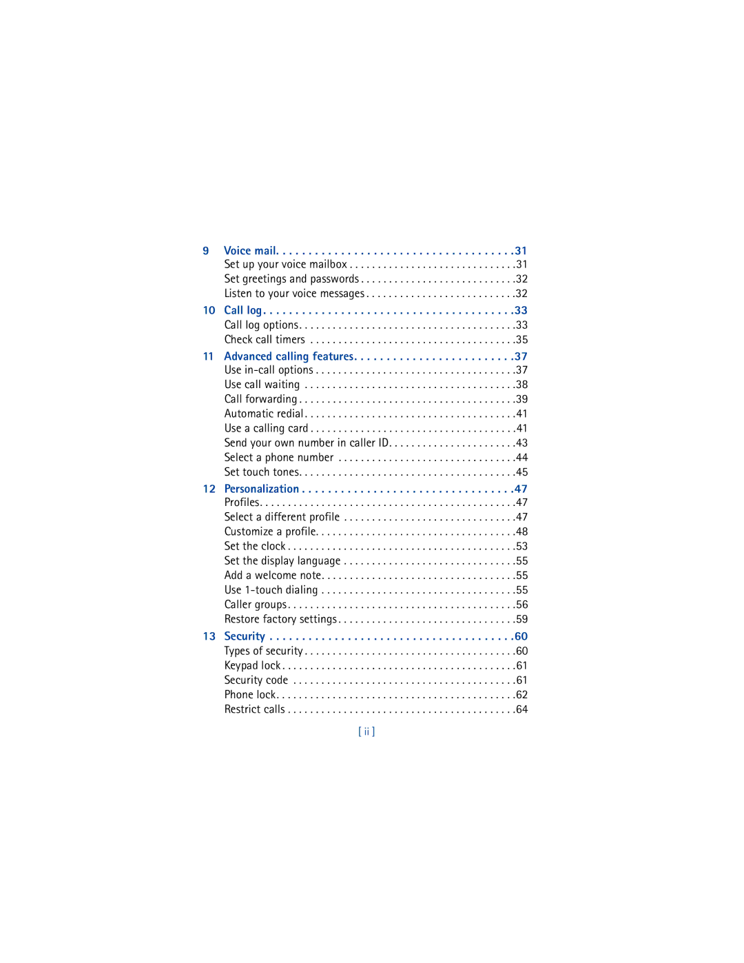 Nokia 8265i warranty Call log 