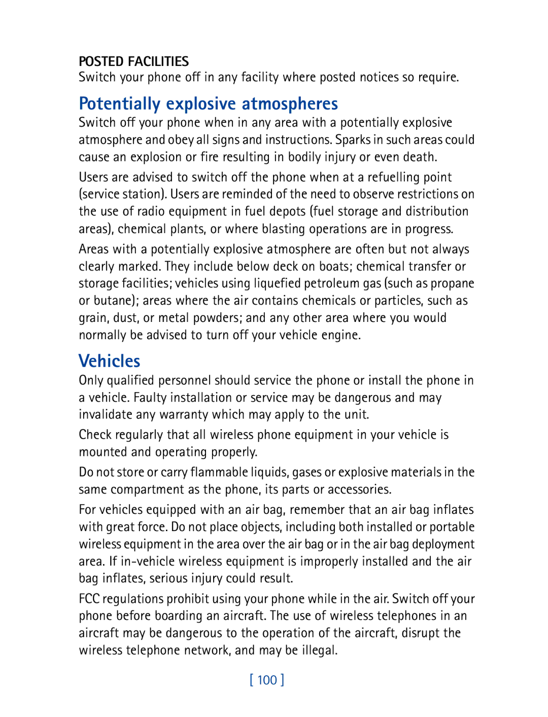 Nokia 8270 warranty Potentially explosive atmospheres, Posted Facilities 