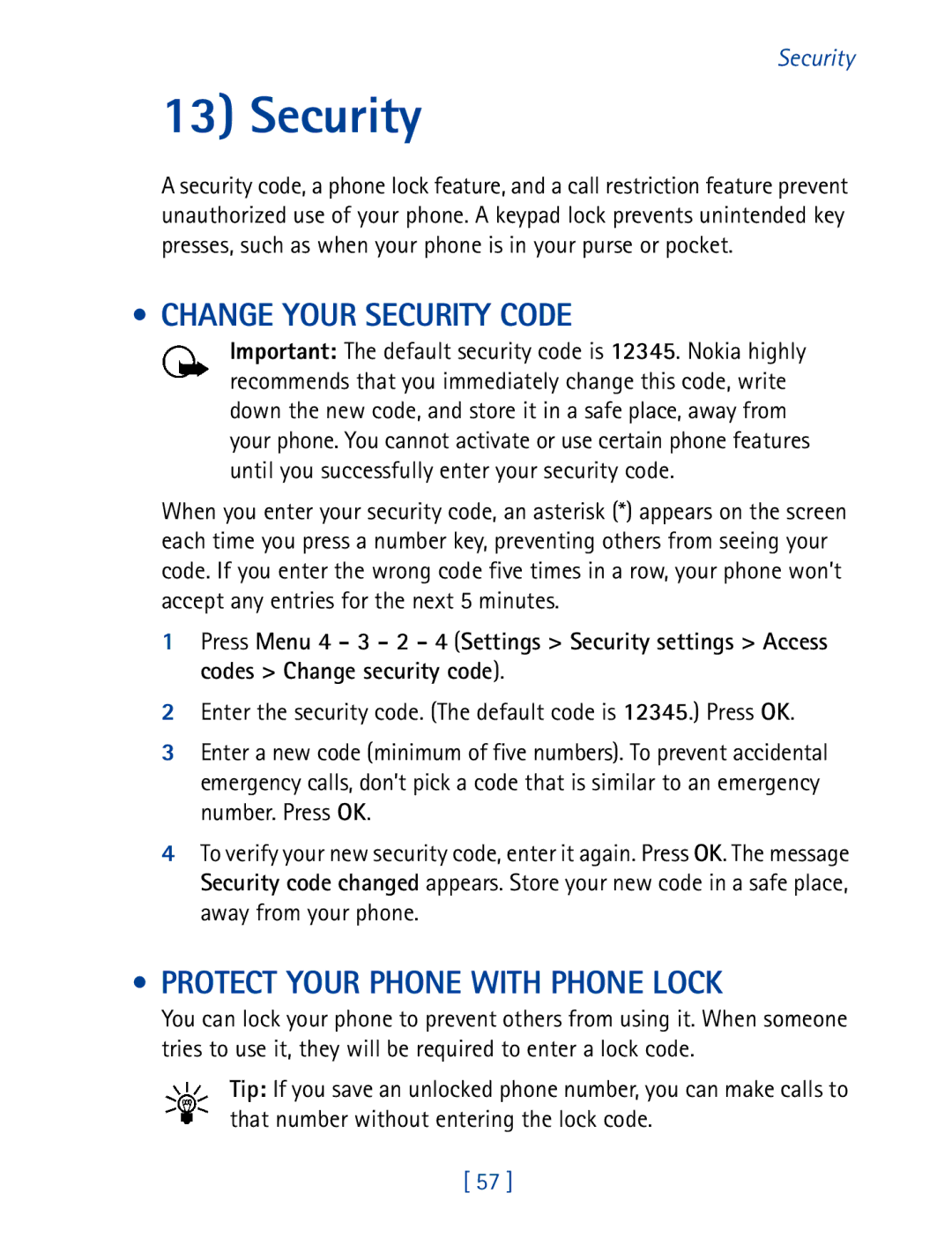 Nokia 8270 warranty Change Your Security Code, Protect Your Phone with Phone Lock 