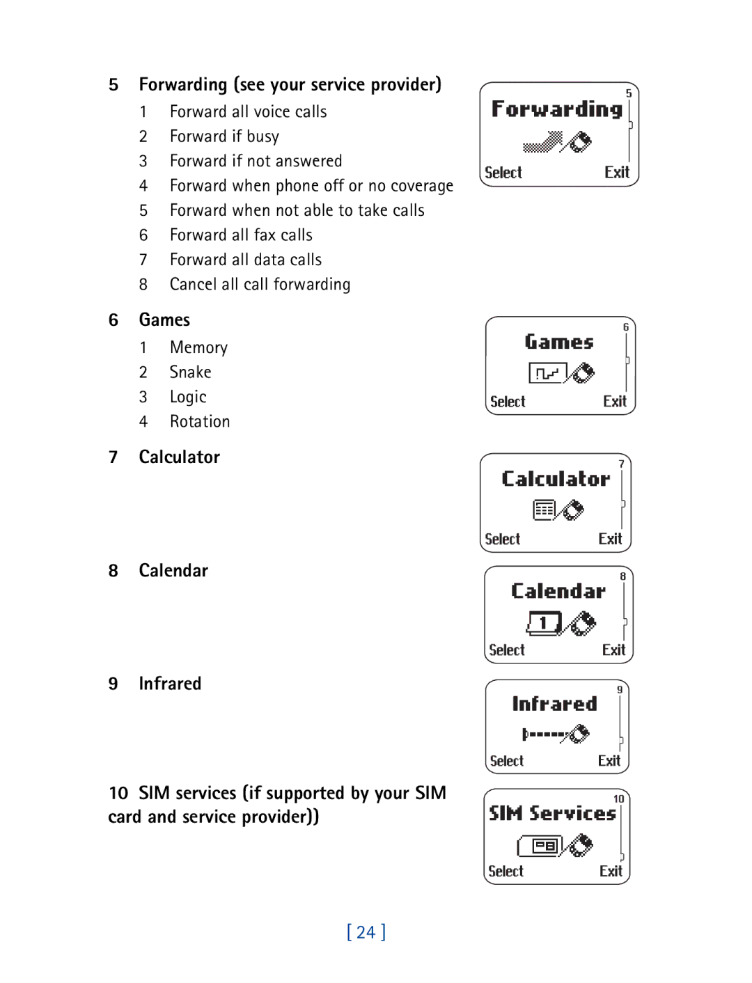 Nokia 8290 manual Forwarding see your service provider, Games 