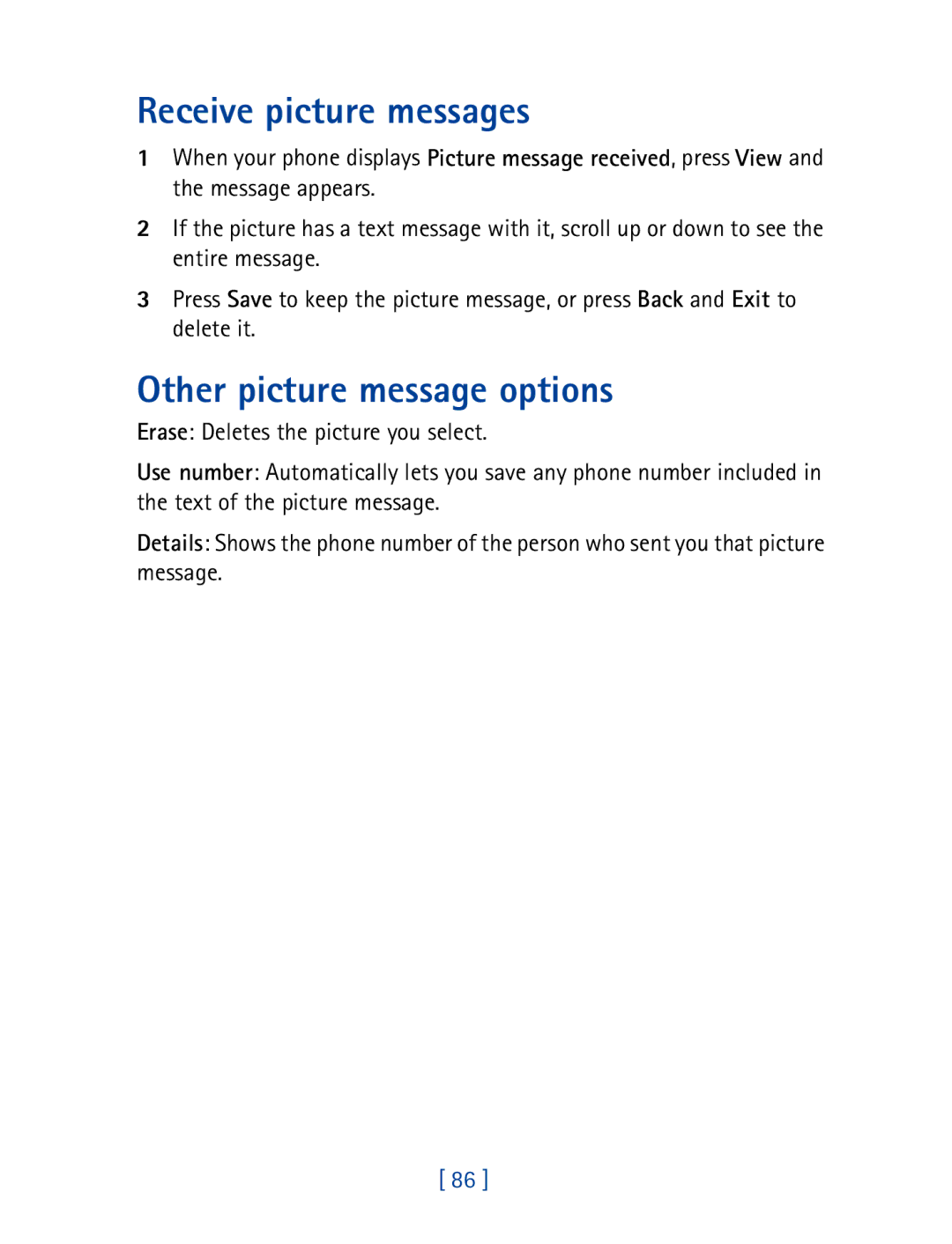 Nokia 8290 manual Receive picture messages, Other picture message options 