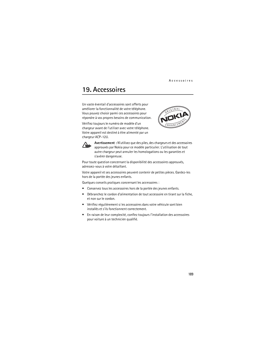 Nokia 8800, 8801 manual Accessoires, 189 