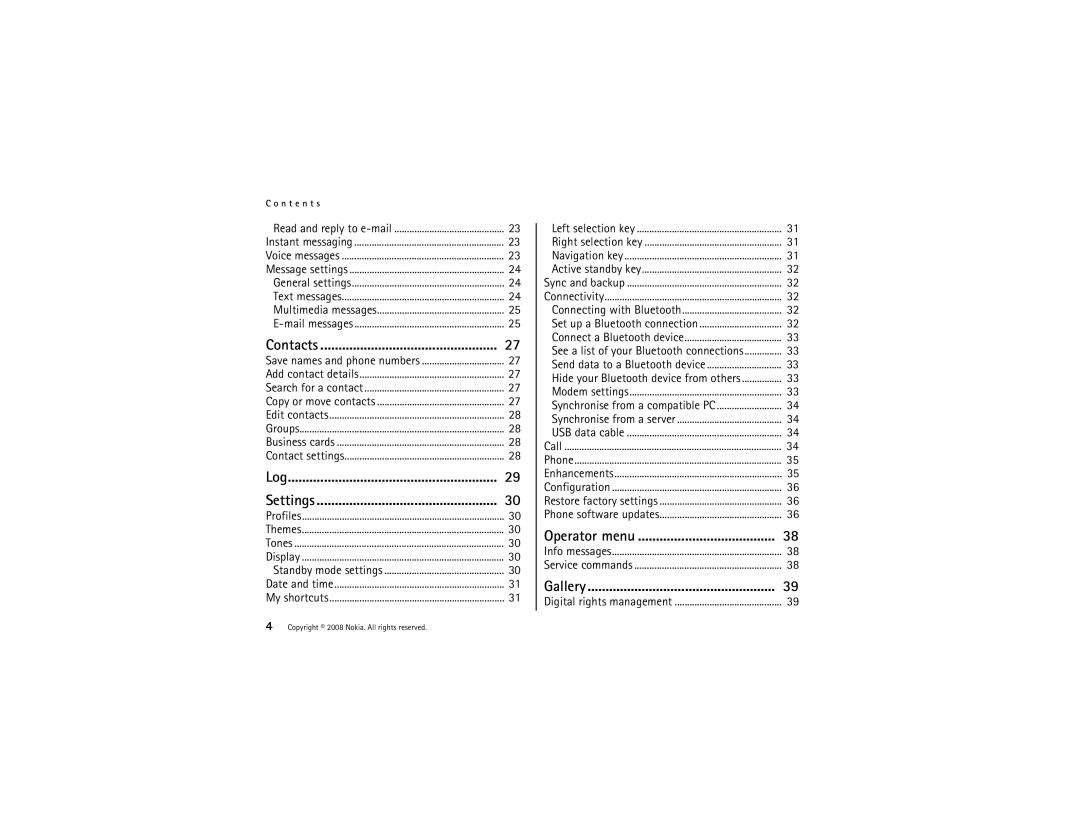 Nokia 8800 manual Operator menu 