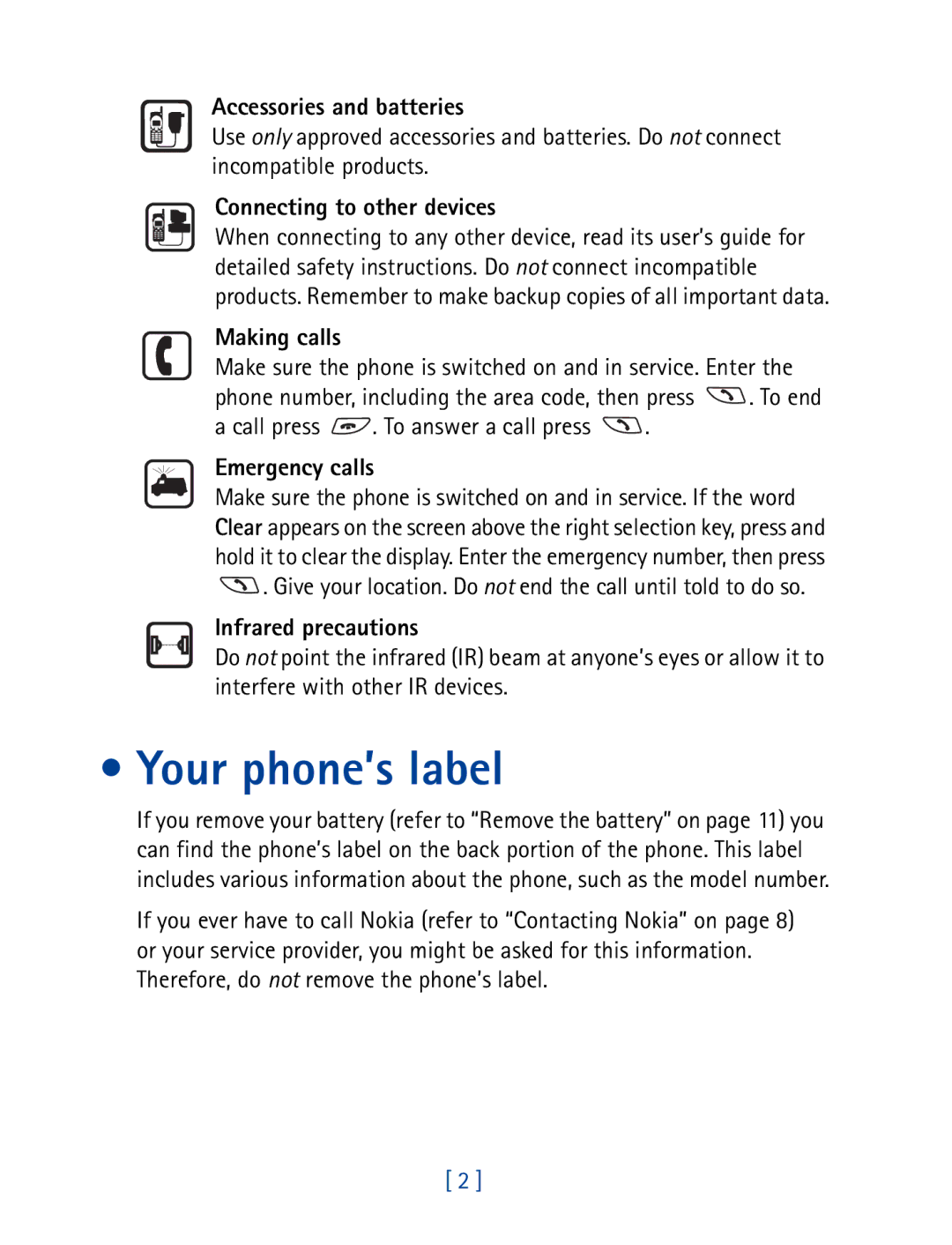 Nokia 8850 owner manual Your phone’s label 