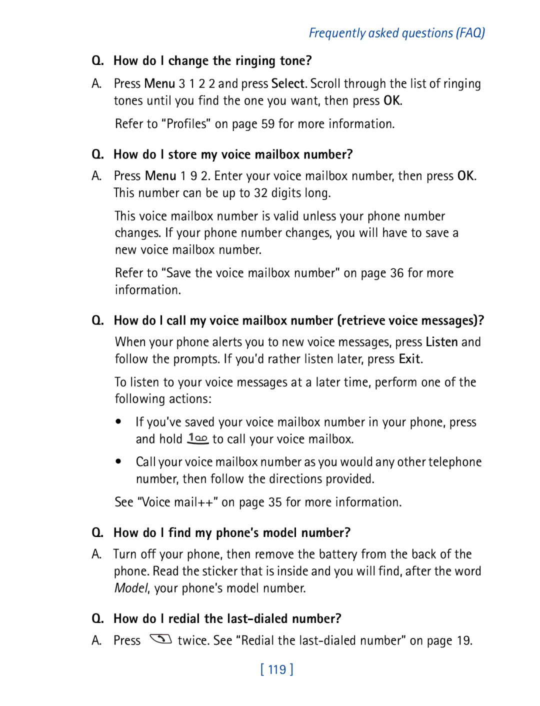 Nokia 8850 owner manual How do I change the ringing tone?, How do I store my voice mailbox number? 