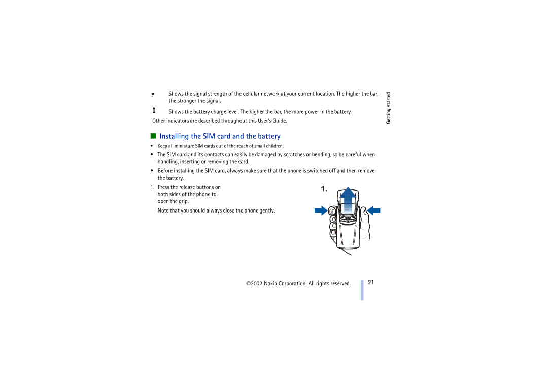 Nokia 8910 manual Installing the SIM card and the battery 