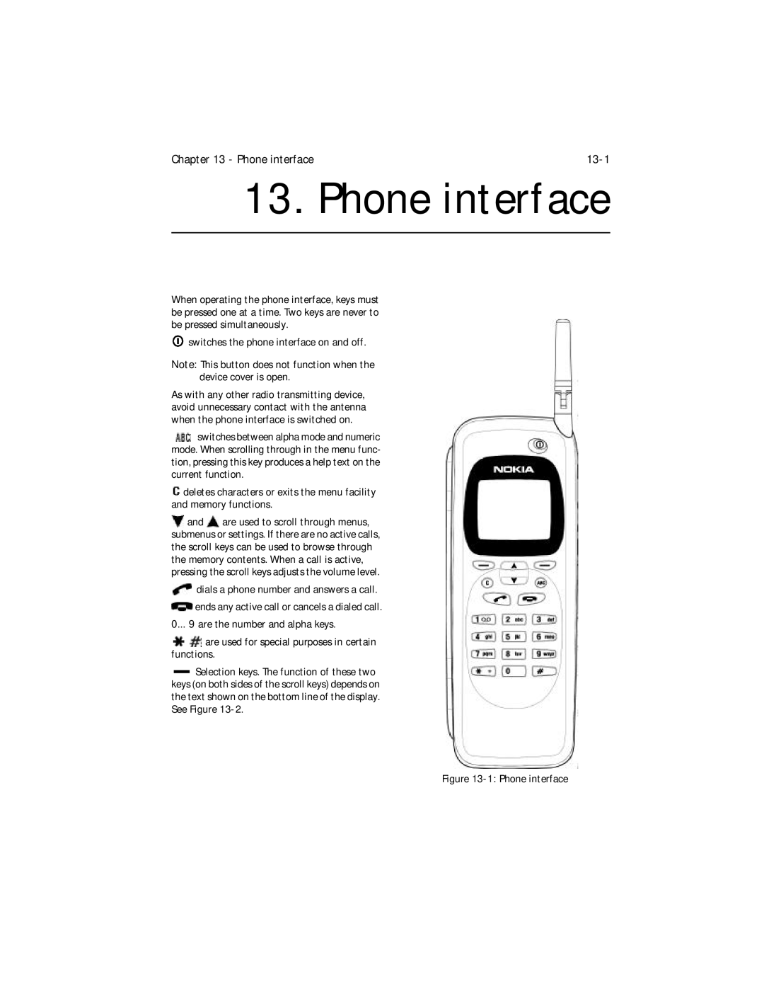 Nokia 9000i owner manual Phone interface 13-1 