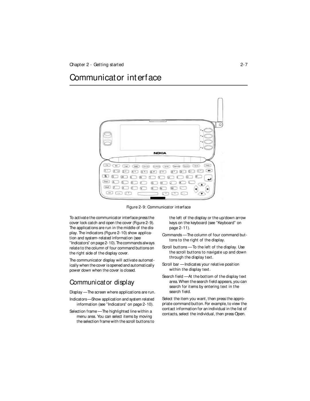 Nokia 9000i owner manual Communicator interface, Communicator display 