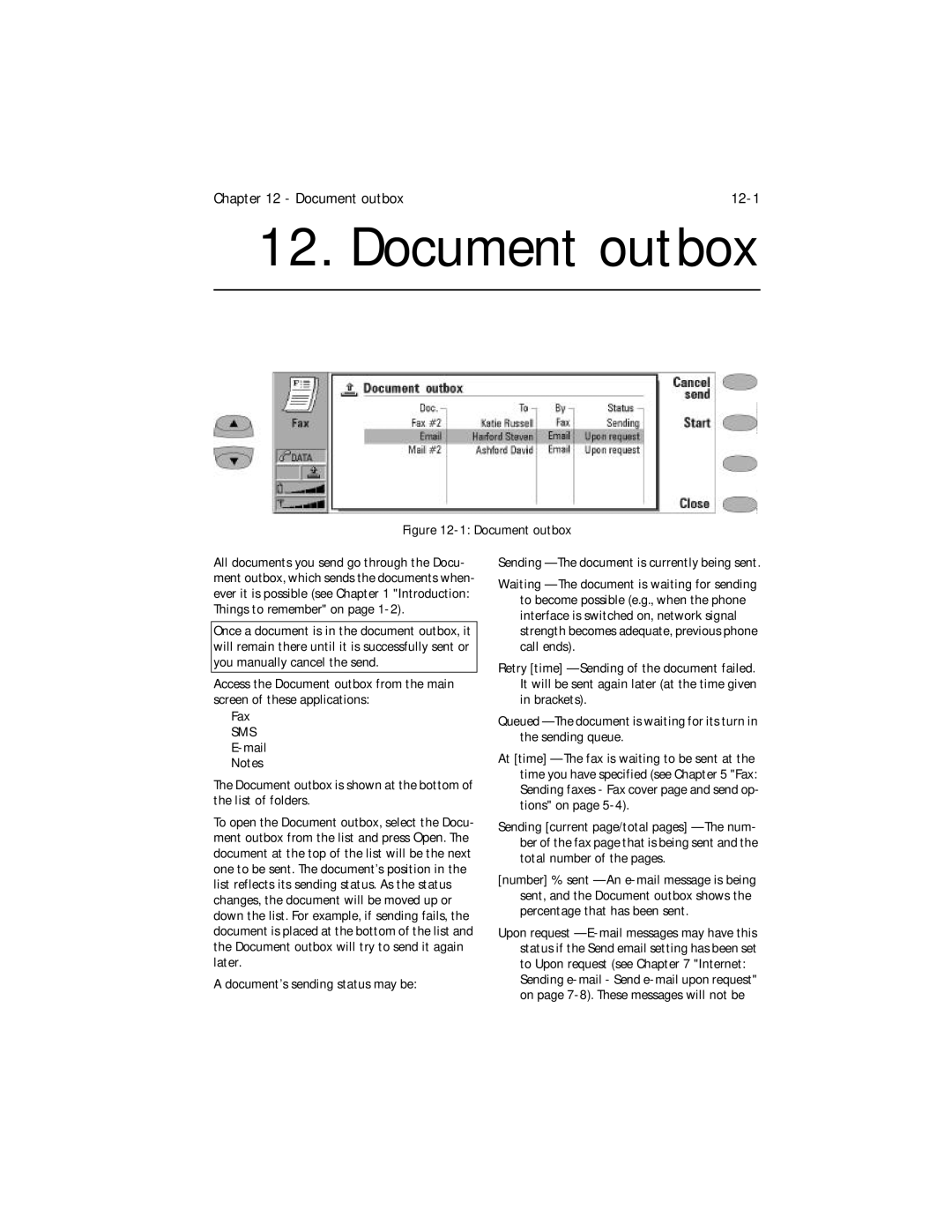 Nokia 9000i owner manual Document outbox 12-1 