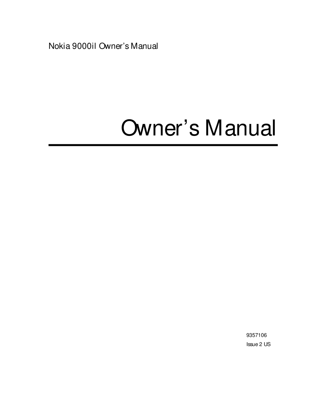 Nokia 9000il owner manual Issue 2 US 