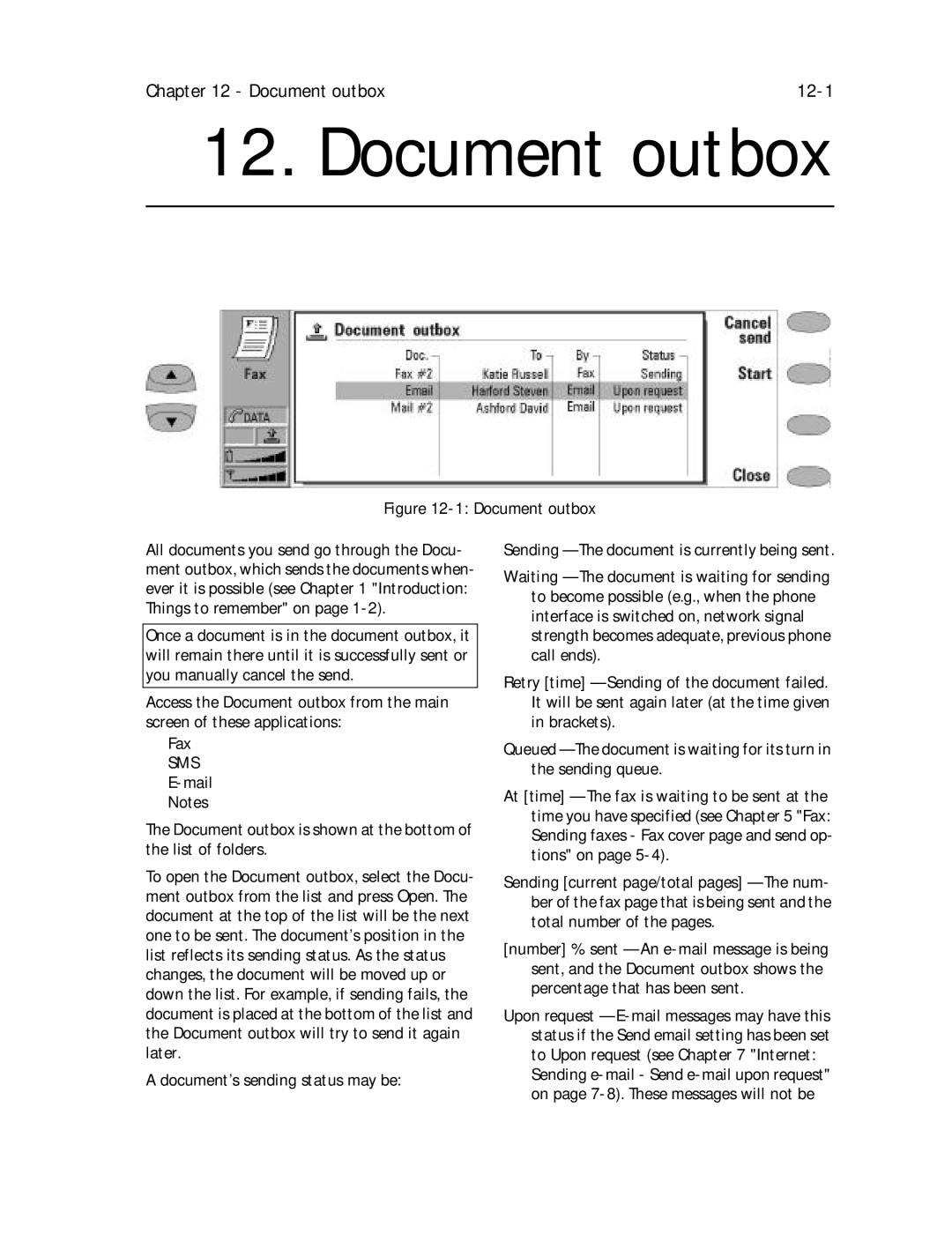 Nokia 9000il owner manual Document outbox 12-1 