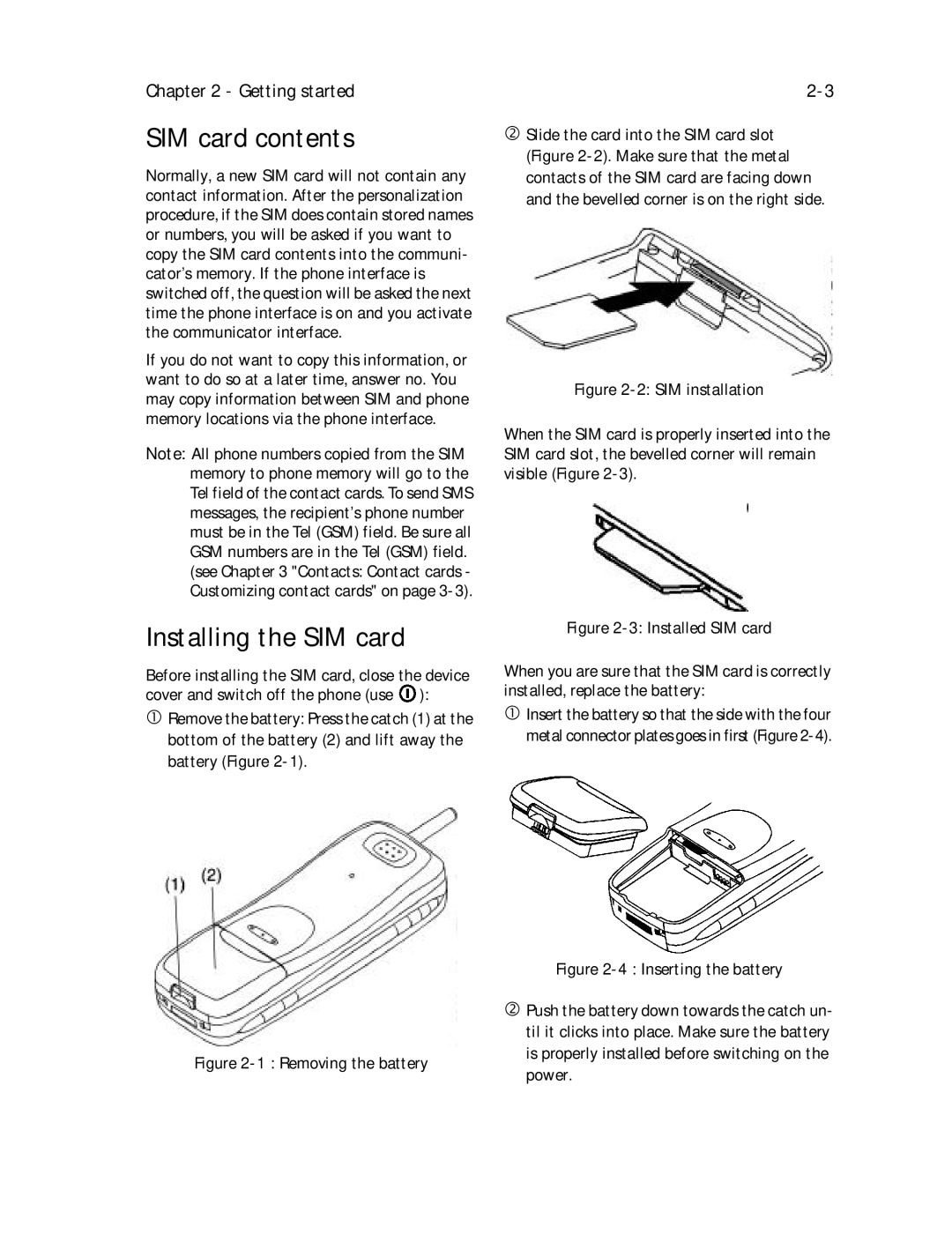 Nokia 9000il owner manual SIM card contents, Installing the SIM card 