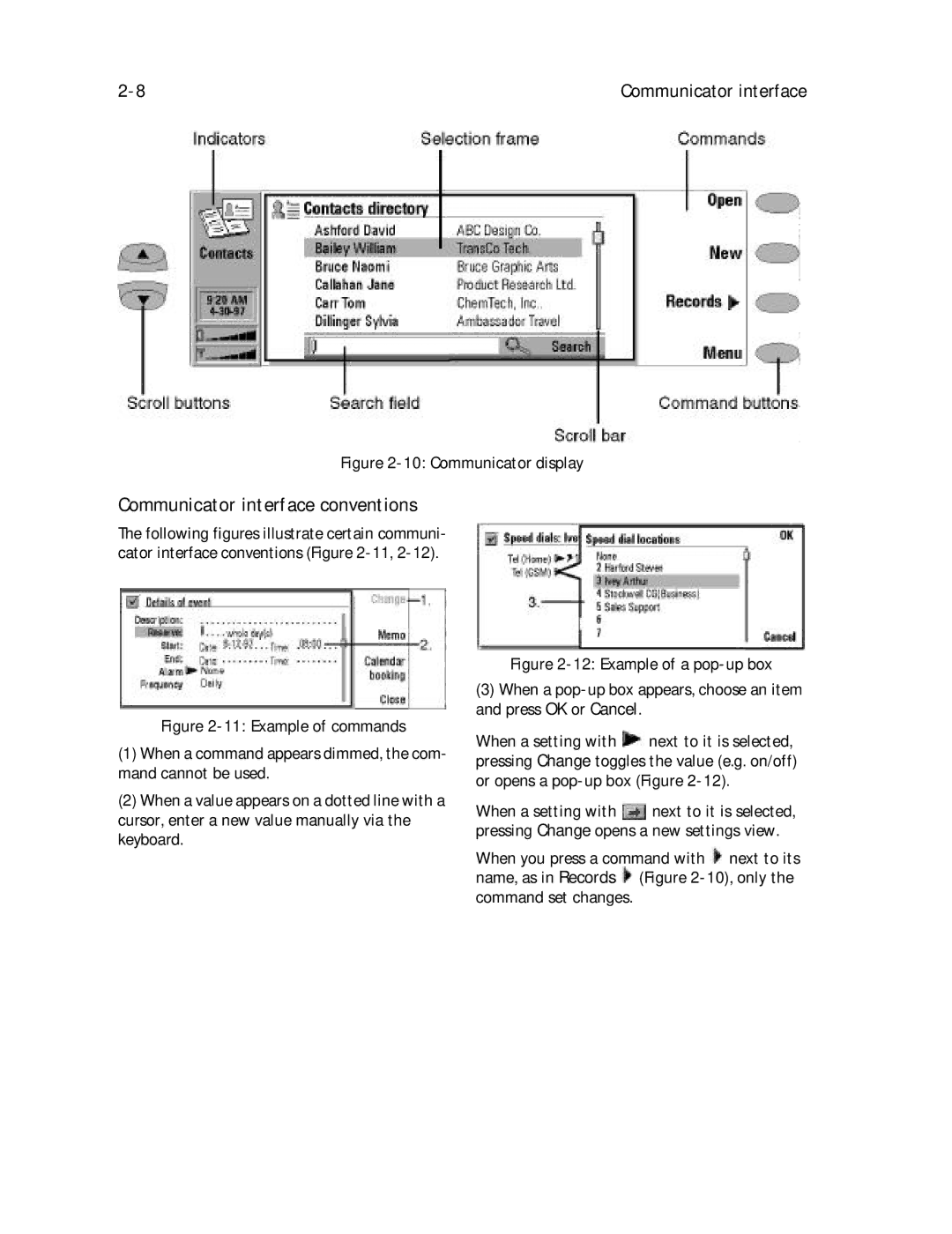 Nokia 9000il owner manual Communicator interface conventions, Communicator display 