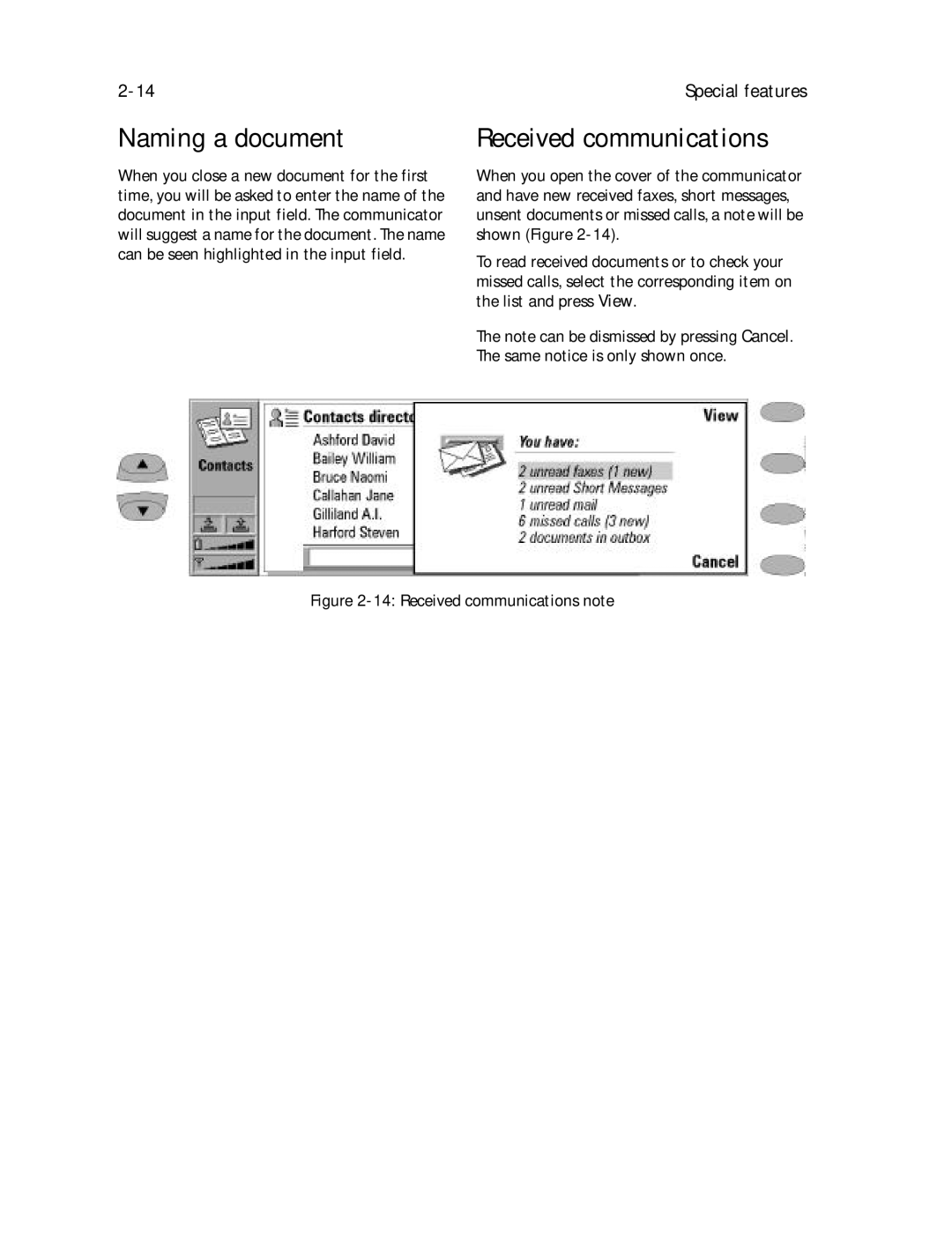 Nokia 9000il owner manual Naming a document, Received communications 