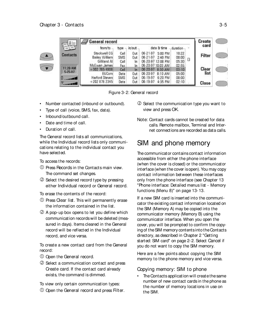 Nokia 9000il owner manual SIM and phone memory, Copying memory SIM to phone, Open the General record 