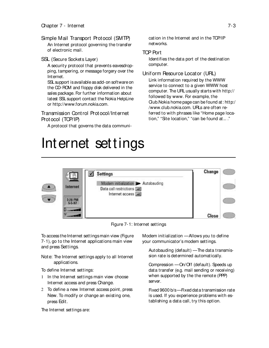 Nokia 9000il owner manual Transmission Control Protocol/Internet Protocol TCP/IP, TCP Port, Uniform Resource Locator URL 