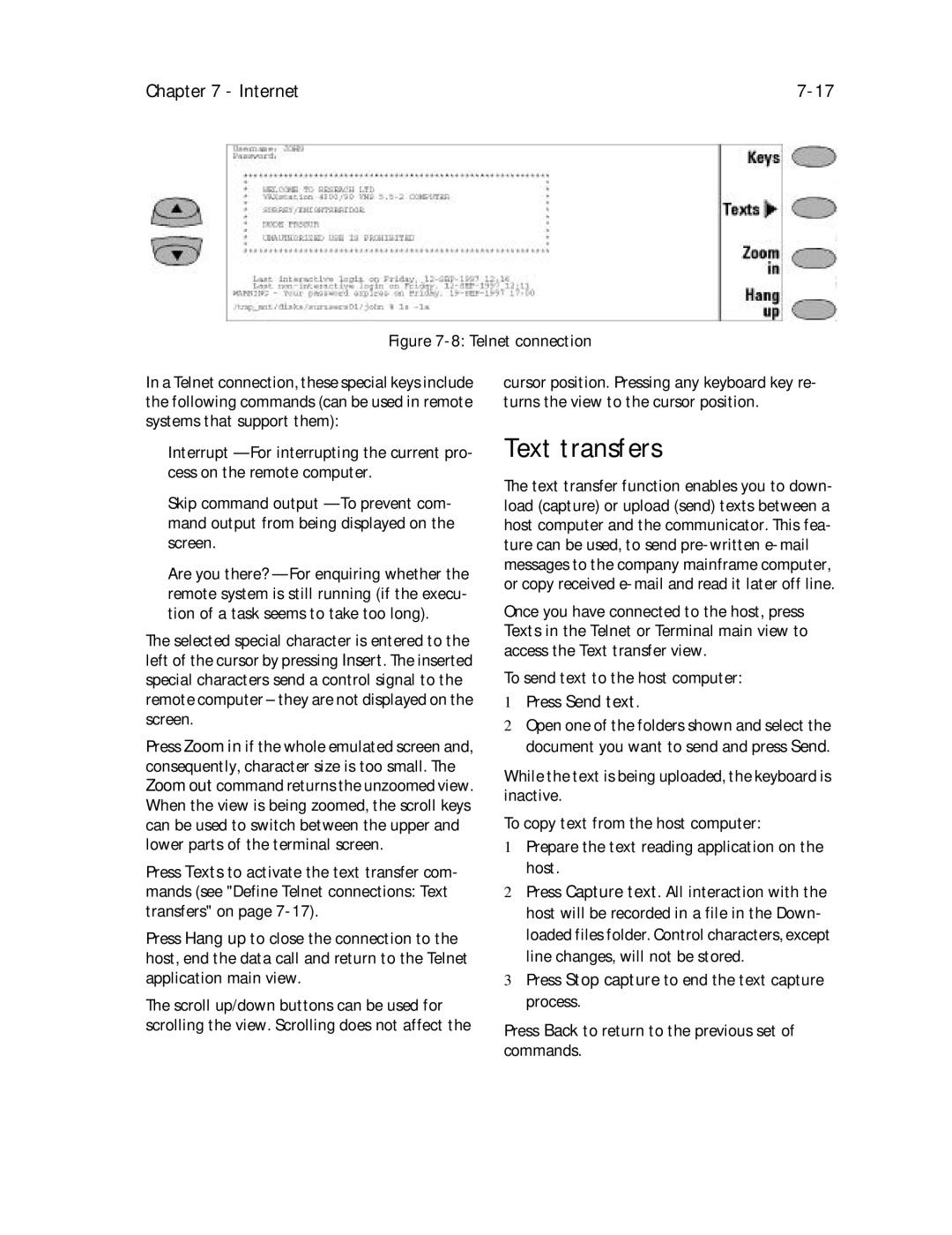 Nokia 9000il owner manual Text transfers, To send text to the host computer, Press Send text 