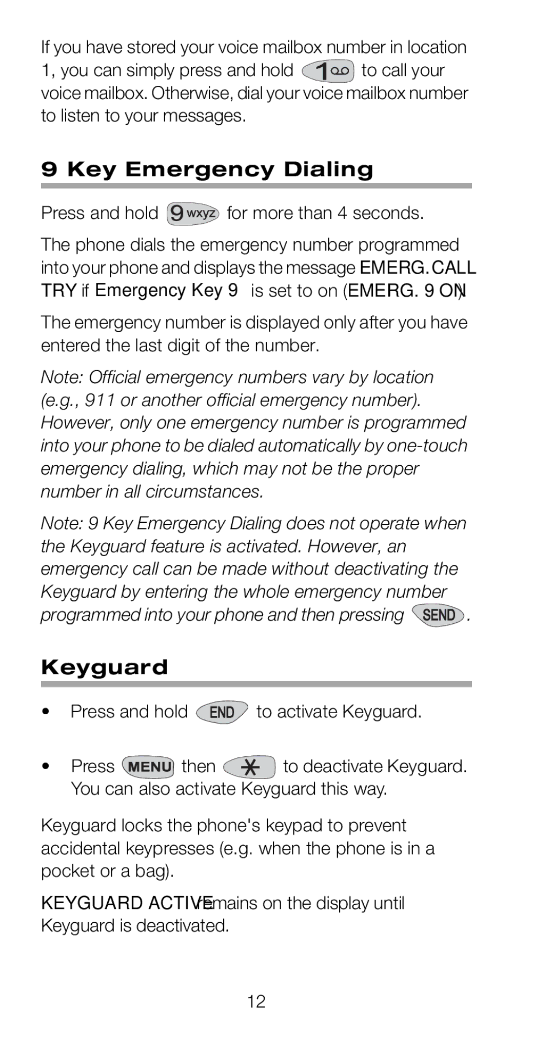 Nokia 918 owner manual Key Emergency Dialing, Keyguard, Press and hold for more than 4 seconds 