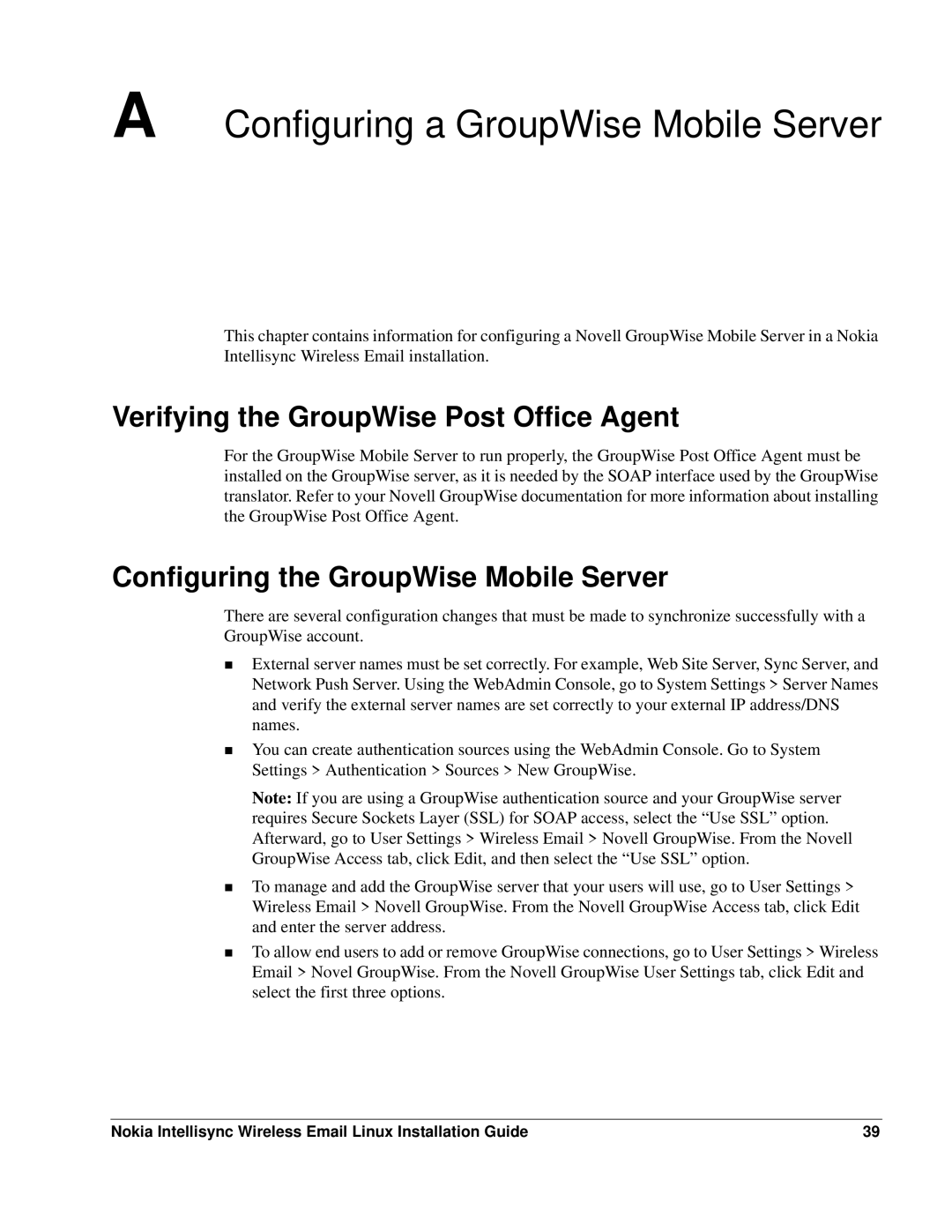 Nokia 9.2 manual Configuring a GroupWise Mobile Server, Verifying the GroupWise Post Office Agent 