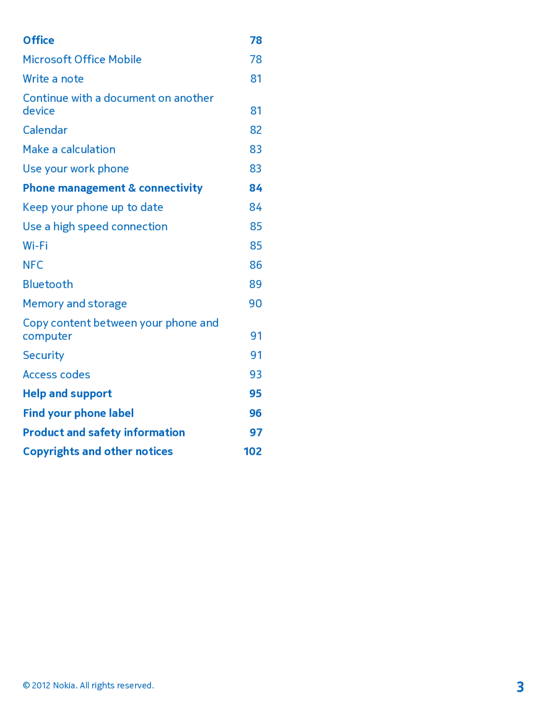 Nokia 920 manual Office, Phone management & connectivity 