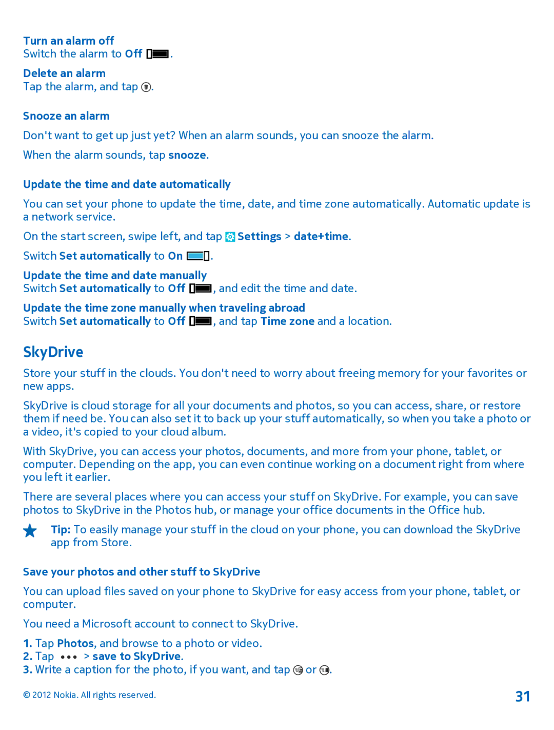 Nokia 920 manual SkyDrive 